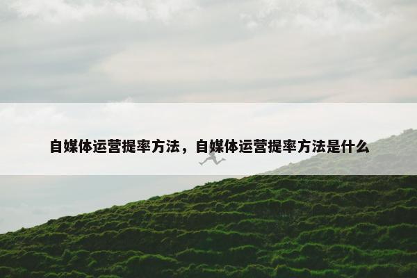自媒体运营提率方法，自媒体运营提率方法是什么