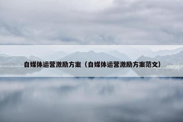 自媒体运营激励方案（自媒体运营激励方案范文）