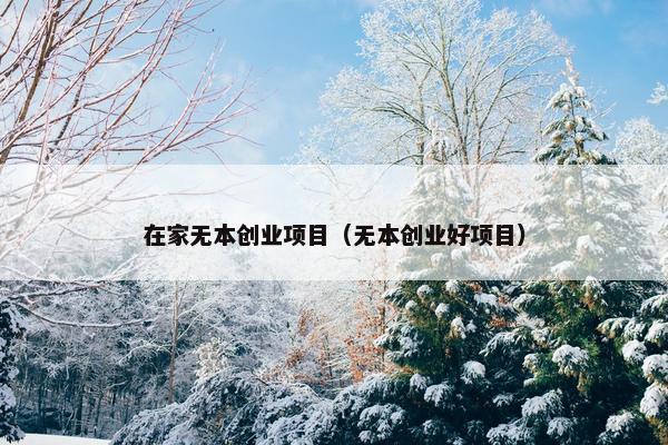在家无本创业项目（无本创业好项目）