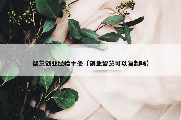 智慧创业经验十条（创业智慧可以复制吗）