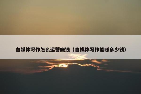 自媒体写作怎么运营赚钱（自媒体写作能赚多少钱）