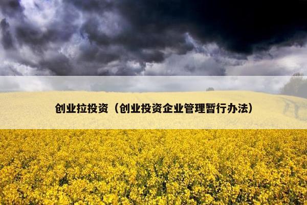 创业拉投资（创业投资企业管理暂行办法）