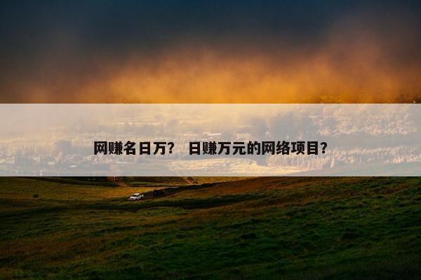 网赚名日万？ 日赚万元的网络项目？