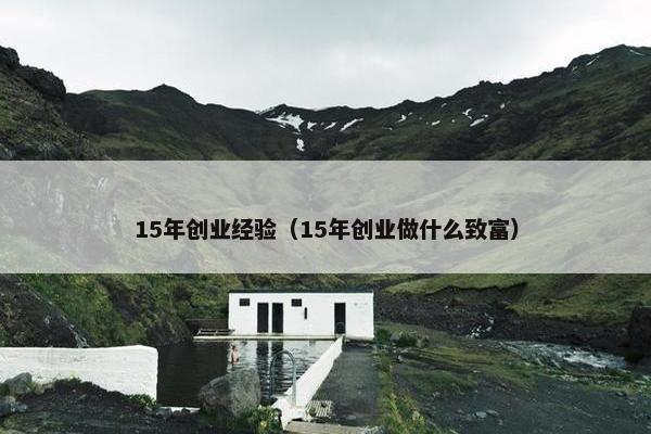 15年创业经验（15年创业做什么致富）