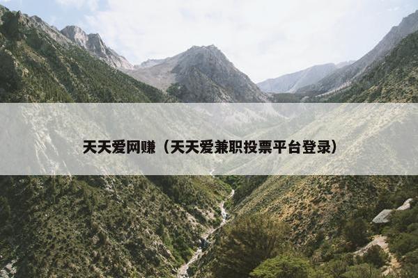 天天爱网赚（天天爱兼职投票平台登录）