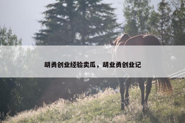 胡勇创业经验卖瓜，胡业勇创业记