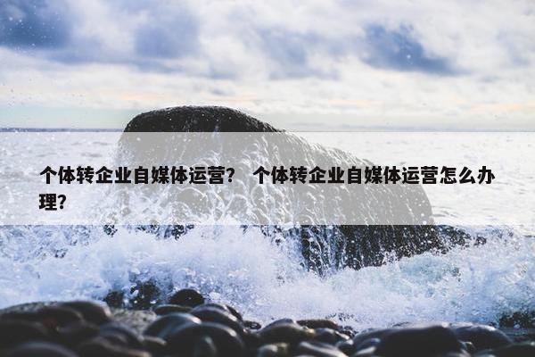 个体转企业自媒体运营？ 个体转企业自媒体运营怎么办理？