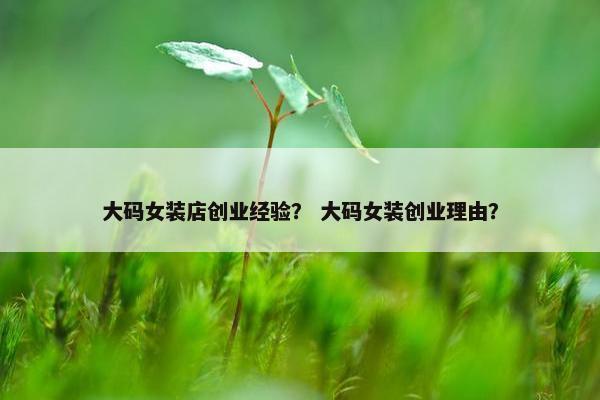大码女装店创业经验？ 大码女装创业理由？