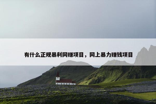 有什么正规暴利网赚项目，网上暴力赚钱项目