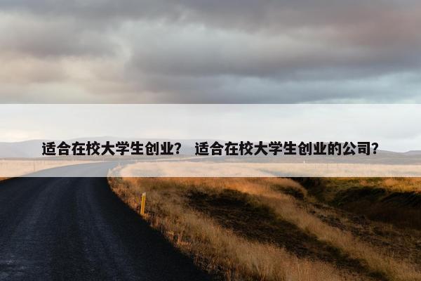 适合在校大学生创业？ 适合在校大学生创业的公司？