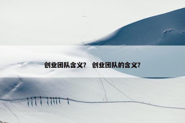 创业团队含义？ 创业团队的含义？