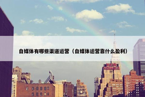 自媒体有哪些渠道运营（自媒体运营靠什么盈利）