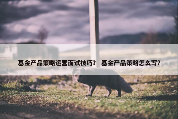 基金产品策略运营面试技巧？ 基金产品策略怎么写？