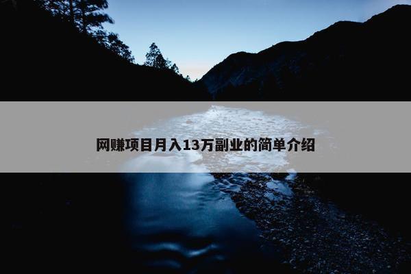 网赚项目月入13万副业的简单介绍