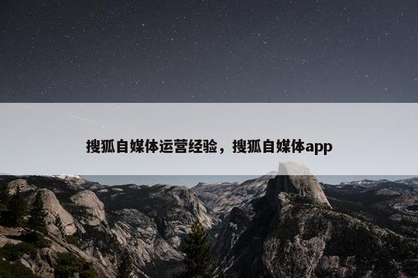 搜狐自媒体运营经验，搜狐自媒体app
