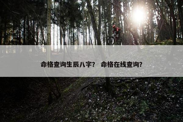 命格查询生辰八字？ 命格在线查询？