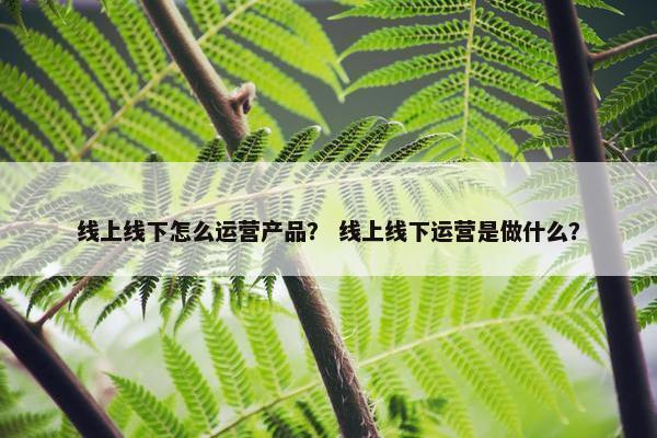 线上线下怎么运营产品？ 线上线下运营是做什么？