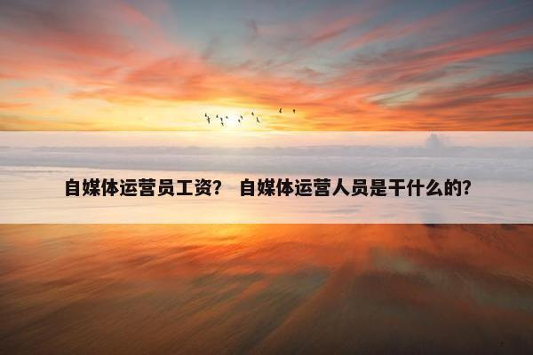 自媒体运营员工资？ 自媒体运营人员是干什么的？