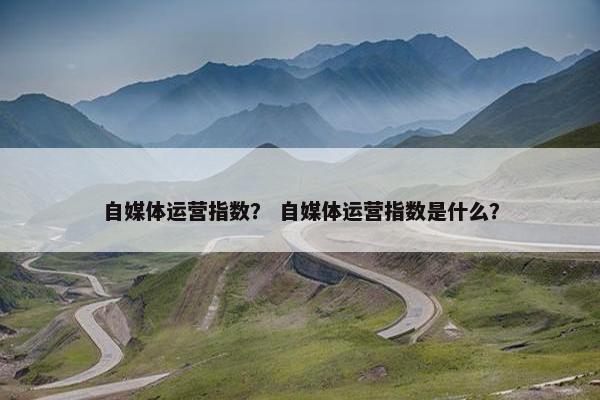 自媒体运营指数？ 自媒体运营指数是什么？