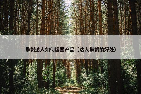 带货达人如何运营产品（达人带货的好处）