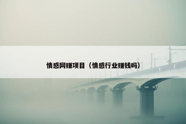 情感网赚项目（情感行业赚钱吗）