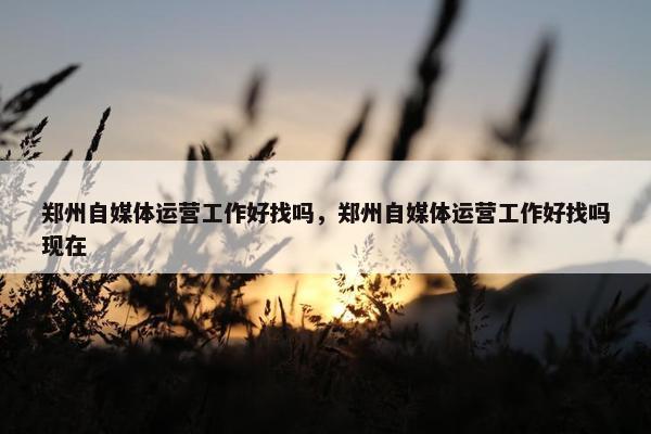 郑州自媒体运营工作好找吗，郑州自媒体运营工作好找吗现在