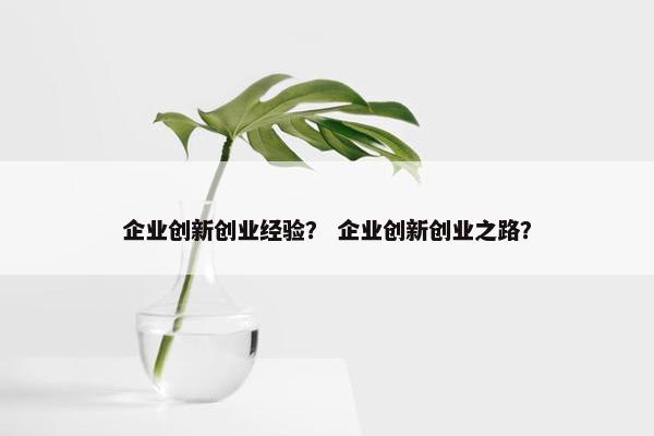 企业创新创业经验？ 企业创新创业之路？