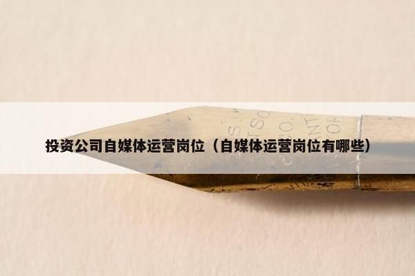 投资公司自媒体运营岗位（自媒体运营岗位有哪些）