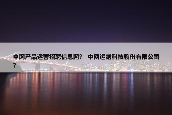 中网产品运营招聘信息网？ 中网运维科技股份有限公司？