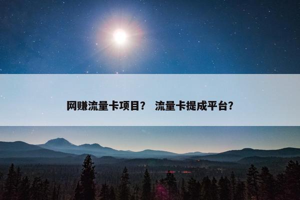 网赚流量卡项目？ 流量卡提成平台？