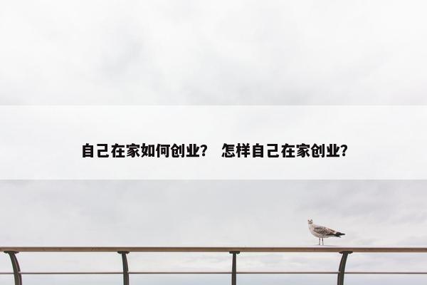 自己在家如何创业？ 怎样自己在家创业？