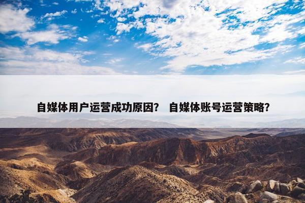 自媒体用户运营成功原因？ 自媒体账号运营策略？