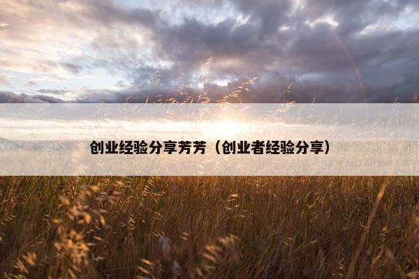 创业经验分享芳芳（创业者经验分享）