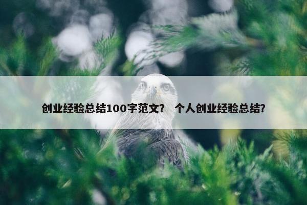 创业经验总结100字范文？ 个人创业经验总结？