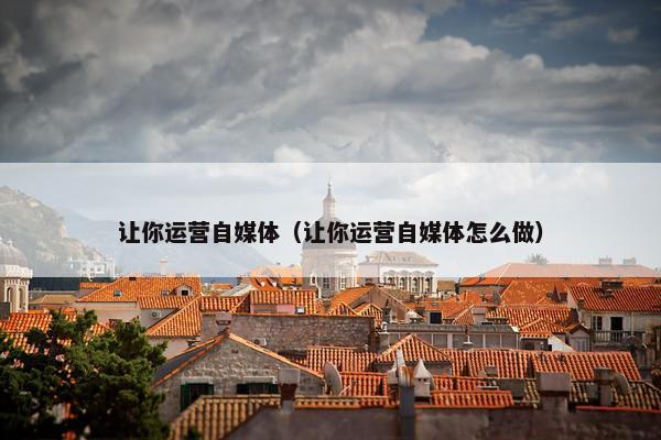 让你运营自媒体（让你运营自媒体怎么做）
