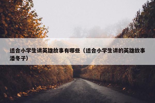 适合小学生讲英雄故事有哪些（适合小学生讲的英雄故事潘冬子）