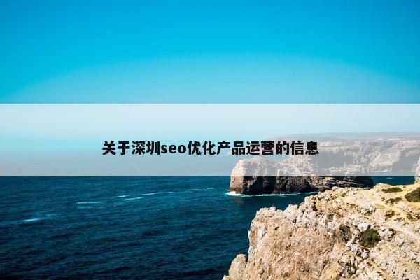 关于深圳seo优化产品运营的信息