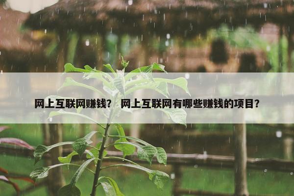 网上互联网赚钱？ 网上互联网有哪些赚钱的项目？