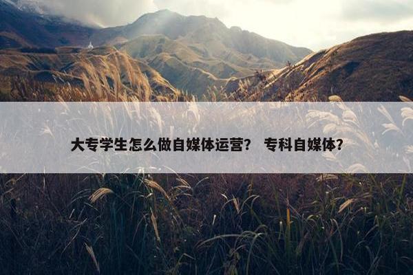 大专学生怎么做自媒体运营？ 专科自媒体？