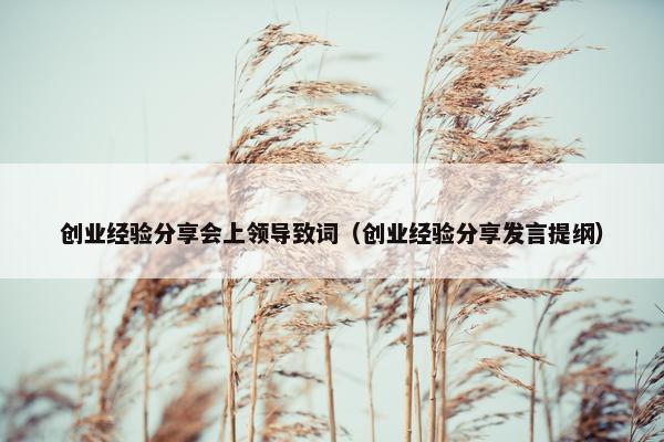 创业经验分享会上领导致词（创业经验分享发言提纲）