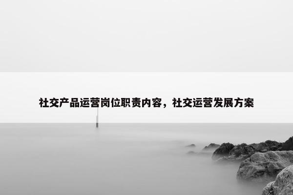 社交产品运营岗位职责内容，社交运营发展方案