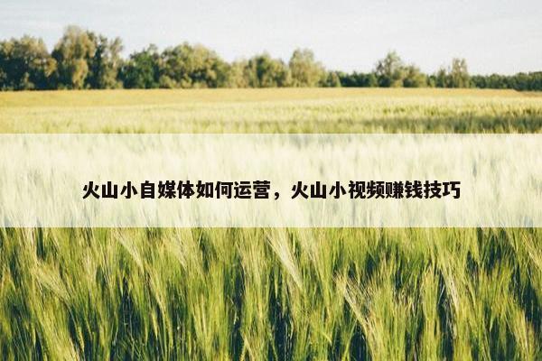 火山小自媒体如何运营，火山小视频赚钱技巧