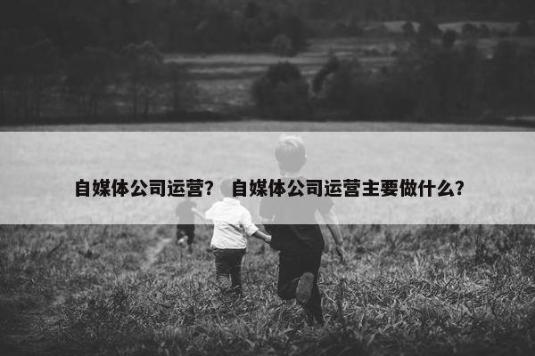 自媒体公司运营？ 自媒体公司运营主要做什么？