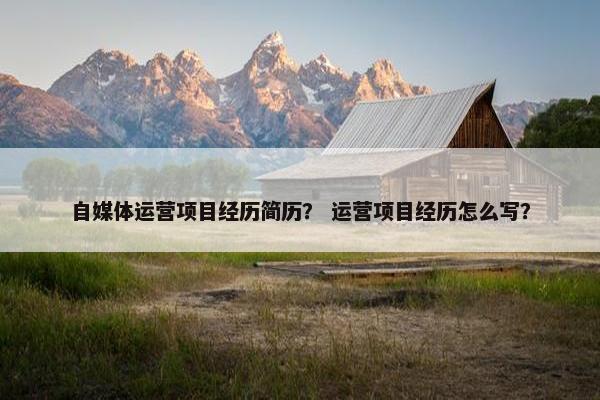 自媒体运营项目经历简历？ 运营项目经历怎么写？