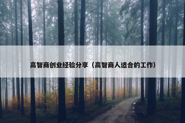 高智商创业经验分享（高智商人适合的工作）