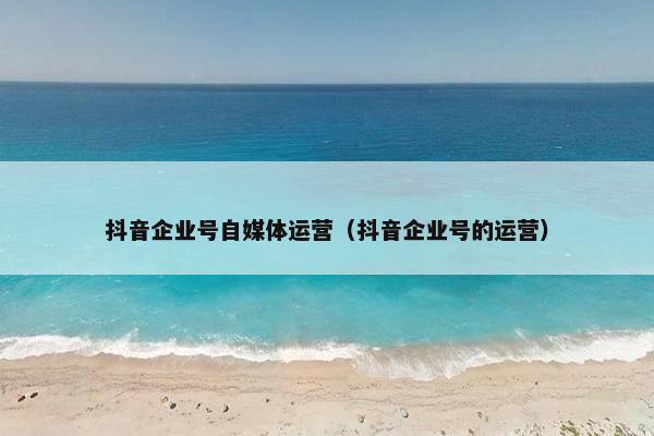 抖音企业号自媒体运营（抖音企业号的运营）