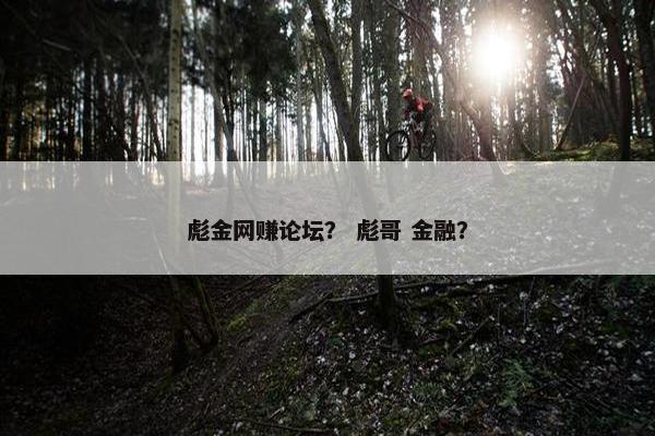 彪金网赚论坛？ 彪哥 金融？
