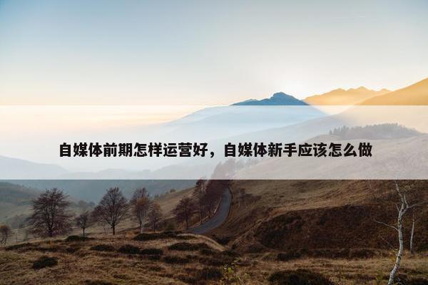 自媒体前期怎样运营好，自媒体新手应该怎么做