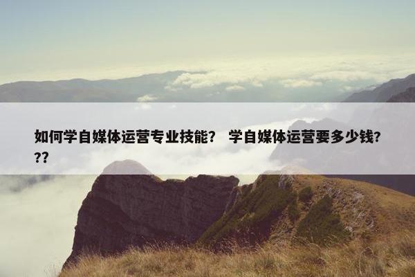 如何学自媒体运营专业技能？ 学自媒体运营要多少钱??？