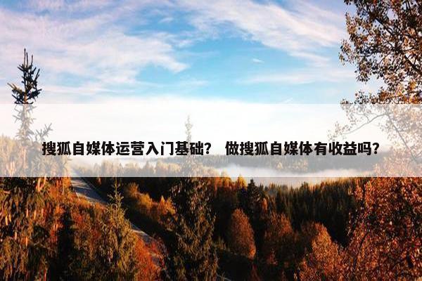 搜狐自媒体运营入门基础？ 做搜狐自媒体有收益吗？